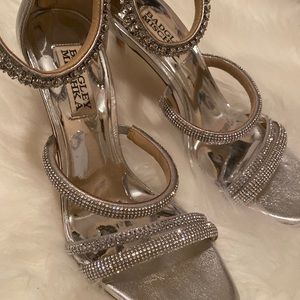 Badgley Mischka silver sparkly heels